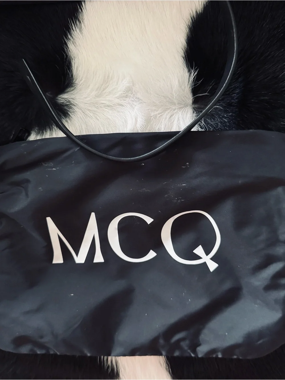 3 PIECES : MCQ Alexander McQueen Black Logo Tote. 1: cotton. 2 waterproof.3 pouc